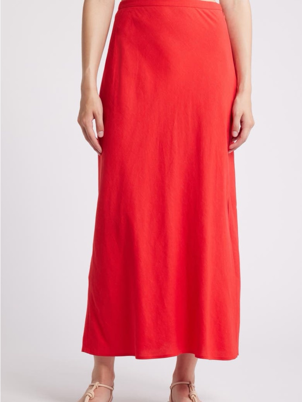 Anthropologie Coral-Red Maxi Skirt